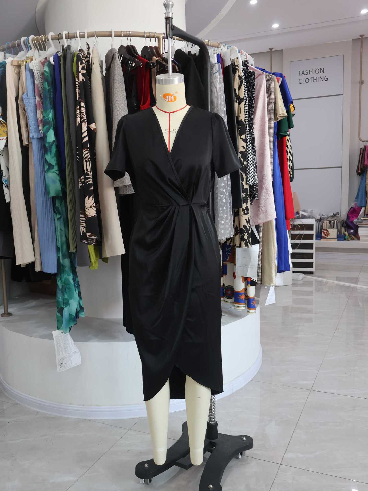Satin Wrap Midi Dress with Tulip Hem Fit