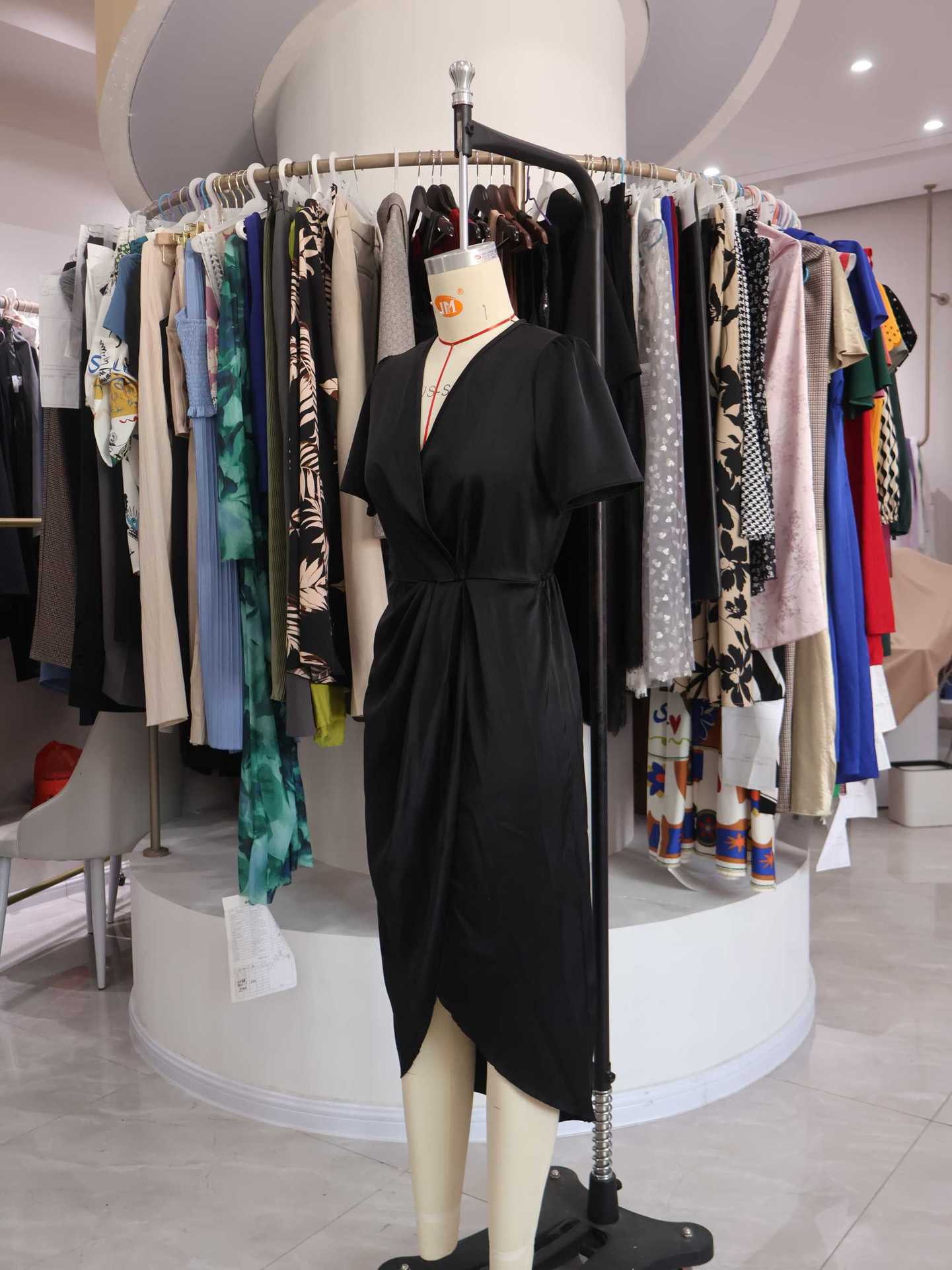 Satin Wrap Midi Dress with Tulip Hem Fit