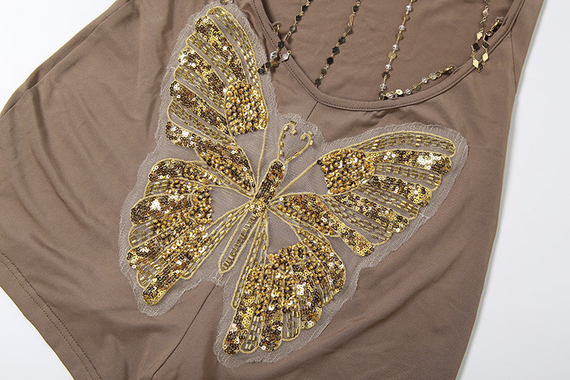 Butterfly Backless Halter Romper Bodycon Fit