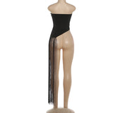 Asymmetrical Fringe Tube Top Sexy Streetwear