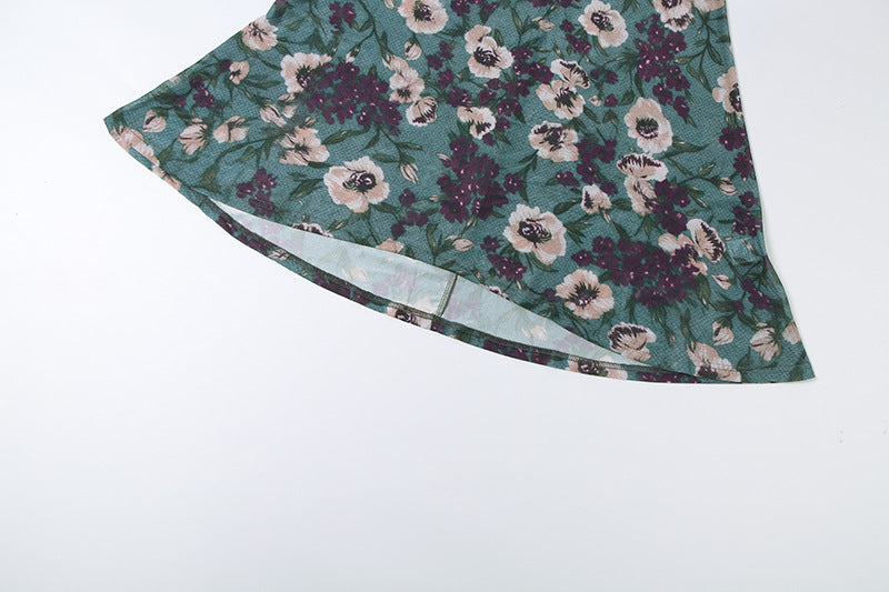 Floral Mesh Long Sleeve Mermaid Maxi Dress