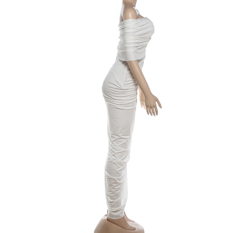 Off Shoulder Ruched Bodycon Maxi Dress Chic
