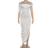 Off Shoulder Ruched Bodycon Maxi Dress Chic