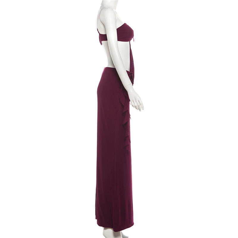 Cutout Chain Detail Maxi Dress With Flower Chic