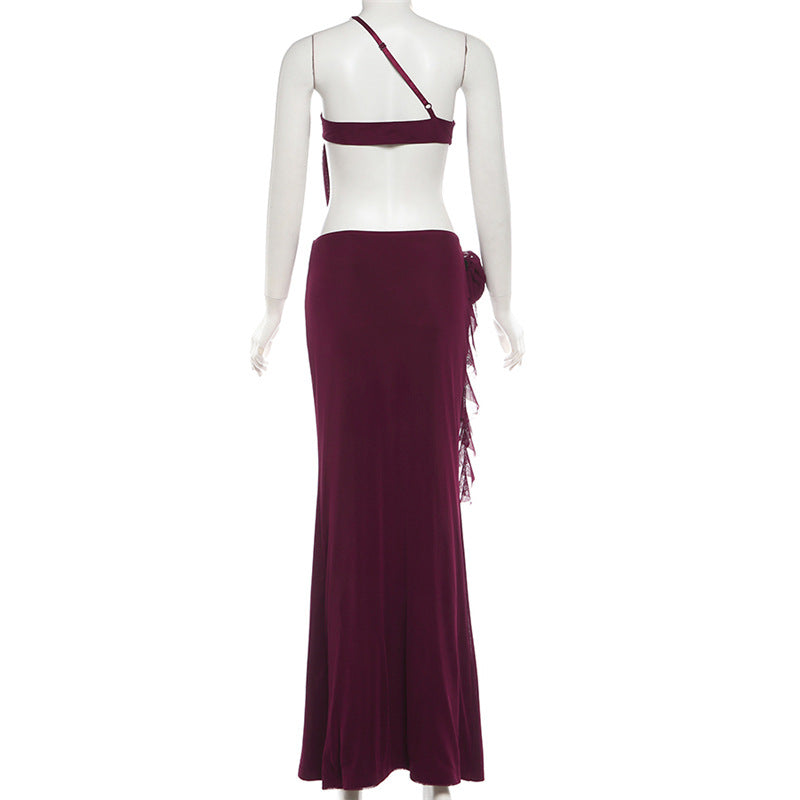 Cutout Chain Detail Maxi Dress With Flower Chic