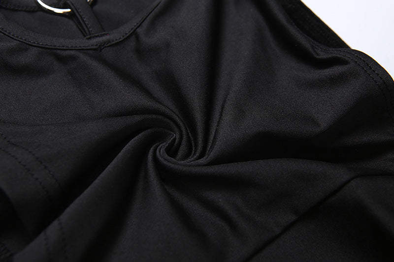 Cutout Halter Romper With Ring Detail Sexy Fit
