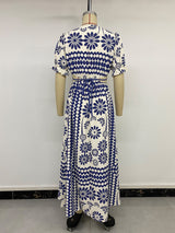 Floral Print Cutout Puff Sleeve Maxi Dress