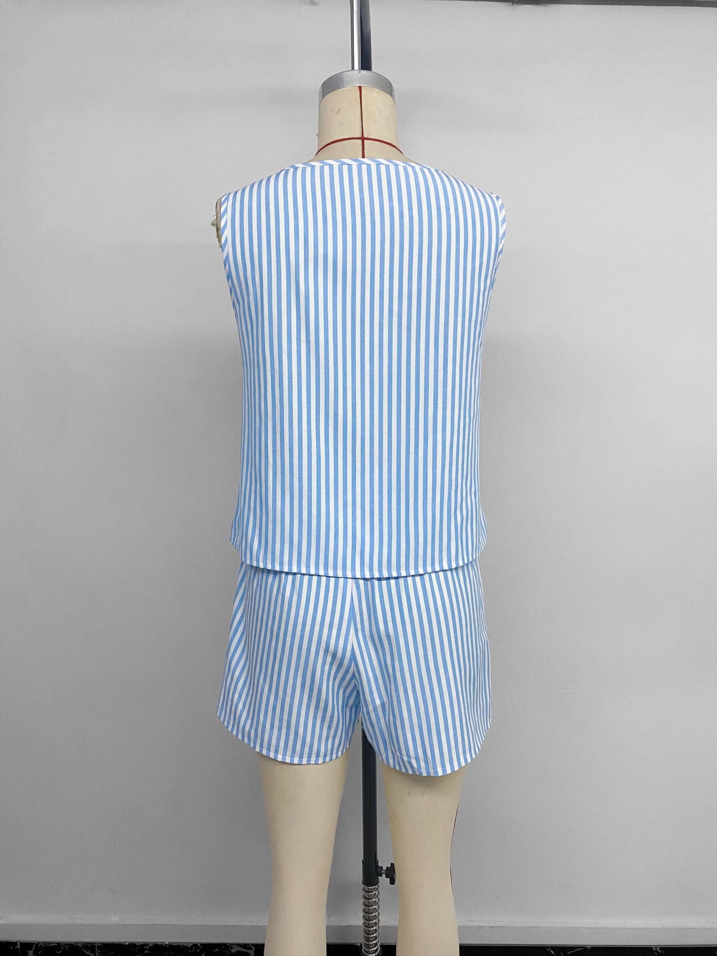 Striped Bow Detail Tank And Shorts Set