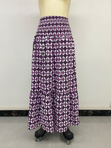 Boho Print Tiered Maxi Vacation Skirt Purple