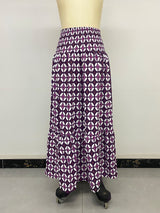 Boho Print Tiered Maxi Vacation Skirt Purple