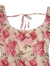 Floral Open Back Maxi Dress Pink Beige Chic