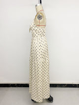 Polka Dot Bow Front Tiered Maxi Dress Cream