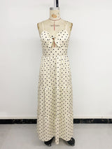 Polka Dot Bow Front Tiered Maxi Dress Cream
