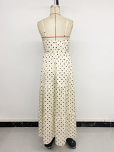 Polka Dot Bow Front Tiered Maxi Dress Cream