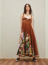 Women’s Floral Print Maxi Dress with Strappy Neckline