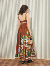 Women’s Floral Print Maxi Dress with Strappy Neckline