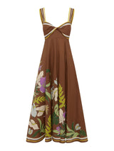 Women’s Floral Print Maxi Dress with Strappy Neckline