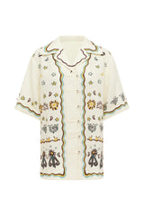 Women’s Printed Button-Up Shirt and Shorts Set