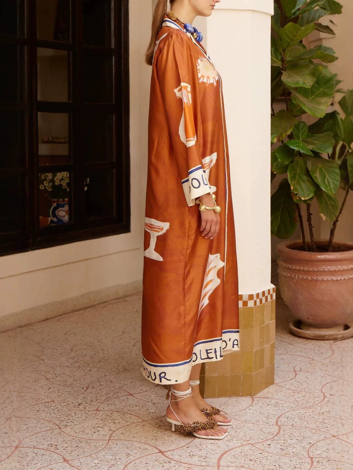 Women`s Silk Twill Shirtdress – Relaxed Fit Long Sleeve Midi