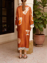 Women`s Silk Twill Shirtdress – Relaxed Fit Long Sleeve Midi