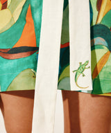 Women`s Artistic Landscape Linen Mini Shirtdress