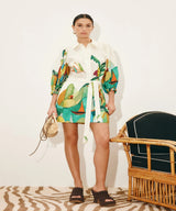 Women`s Artistic Landscape Linen Mini Shirtdress