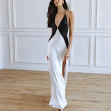High-Contrast Geometric Slip Dress