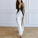 High-Contrast Geometric Slip Dress