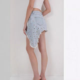 Street-Style Asymmetrical Denim Skirt