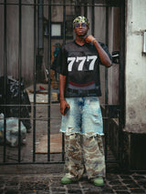 Urban Grunge Camo Patchwork Jeans