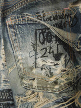Avant-Garde Graffiti Print Ripped Jeans
