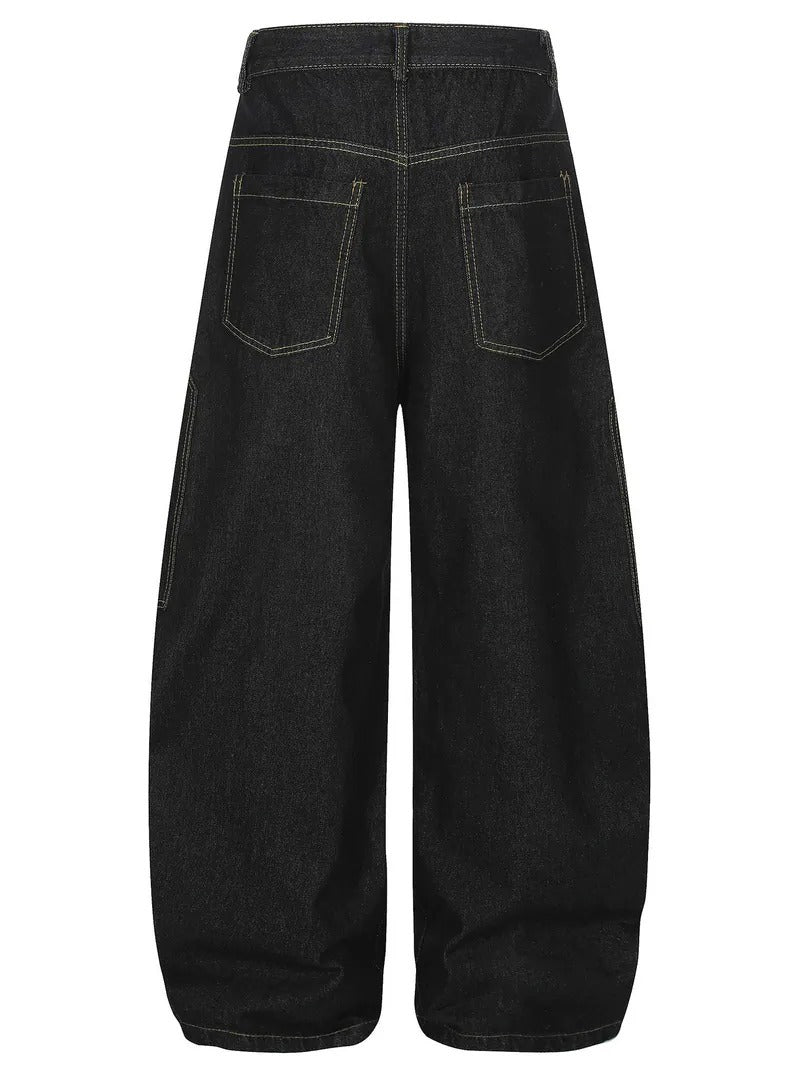 Urban Grunge Dark Wash Wide-Leg Jeans