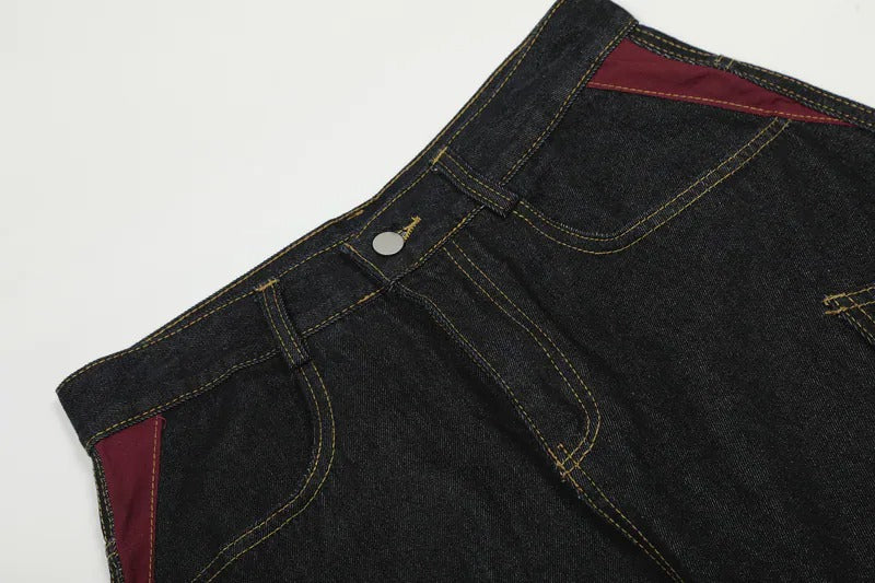 Urban Grunge Dark Wash Wide-Leg Jeans
