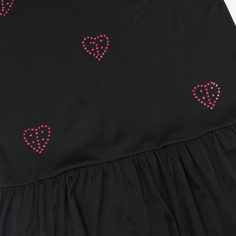 Romantic Rhinestone Heart T-Shirt Dress
