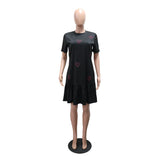Romantic Rhinestone Heart T-Shirt Dress