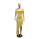 Pastel Yellow Off-Shoulder Mermaid Dress