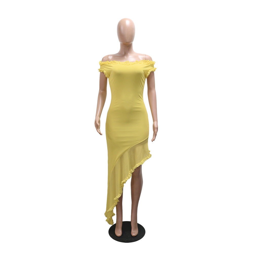 Pastel Yellow Off-Shoulder Mermaid Dress