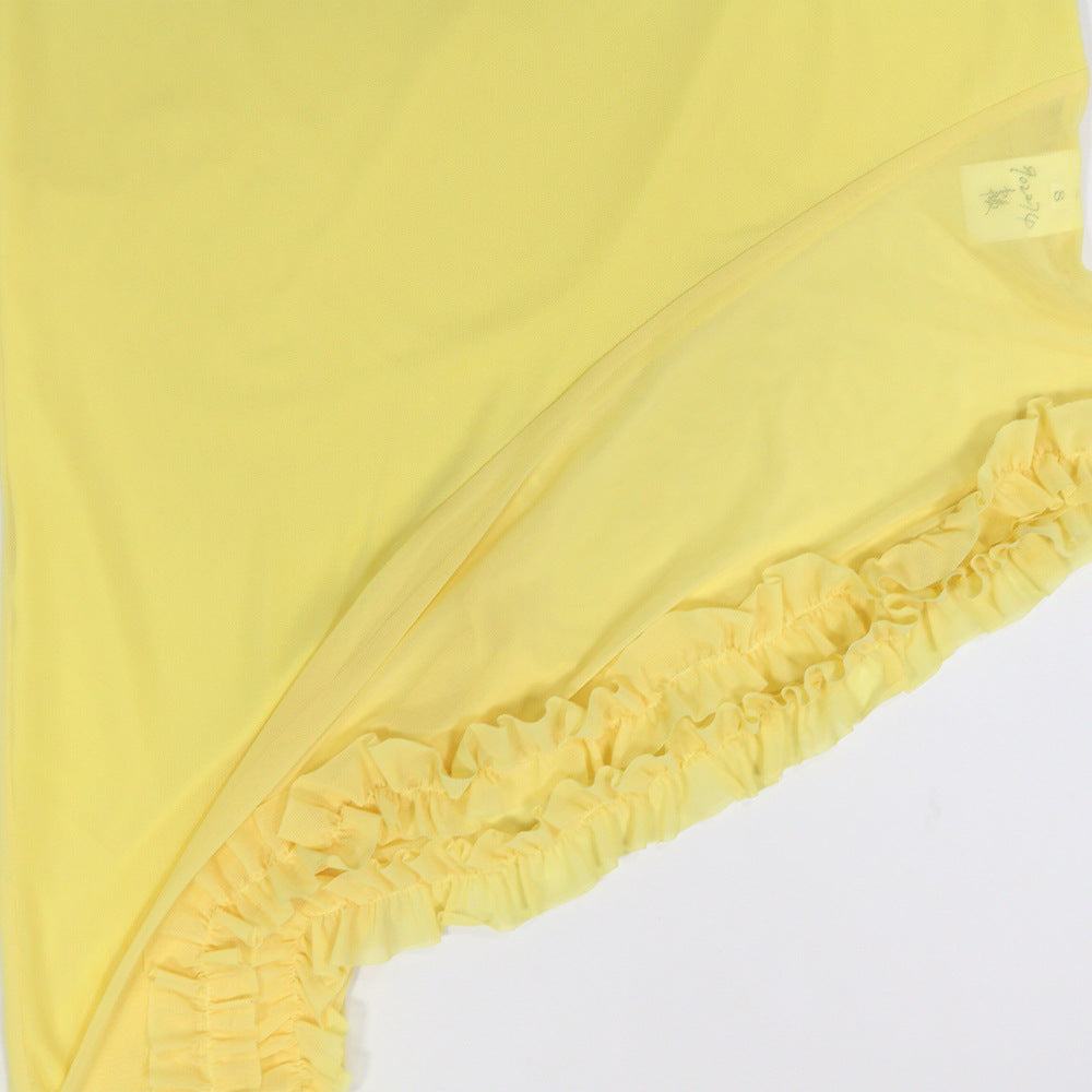 Pastel Yellow Off-Shoulder Mermaid Dress