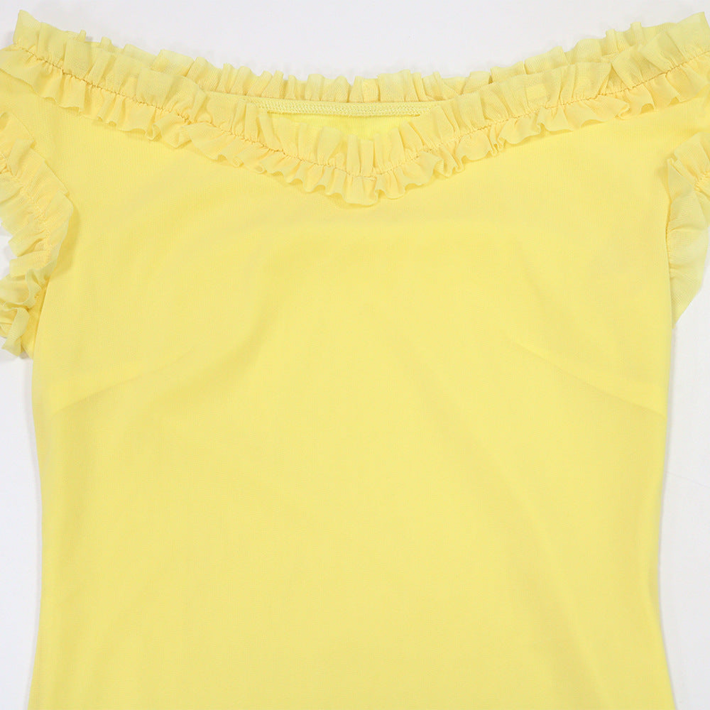 Pastel Yellow Off-Shoulder Mermaid Dress