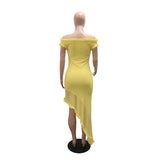 Pastel Yellow Off-Shoulder Mermaid Dress