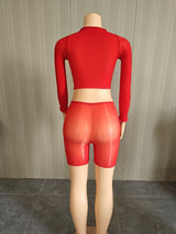 Midnight Sheer Mesh Crop & Shorts Set