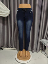 Dark Wash Drawstring Skinny Jeans