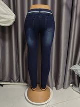 Dark Wash Drawstring Skinny Jeans