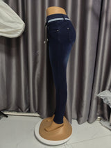 Dark Wash Drawstring Skinny Jeans
