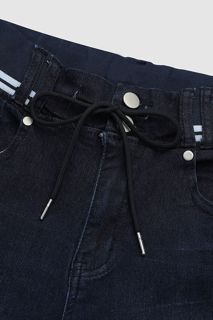 Dark Wash Drawstring Skinny Jeans