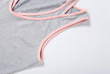 Sporty Grey & Pink Two-Piece Athleisure Set