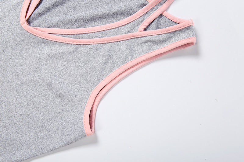 Sporty Grey & Pink Two-Piece Athleisure Set