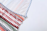 Retro Zig-Zag Knit Halter Maxi Resort Dress