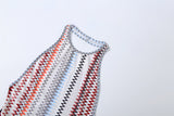 Retro Zig-Zag Knit Halter Maxi Resort Dress