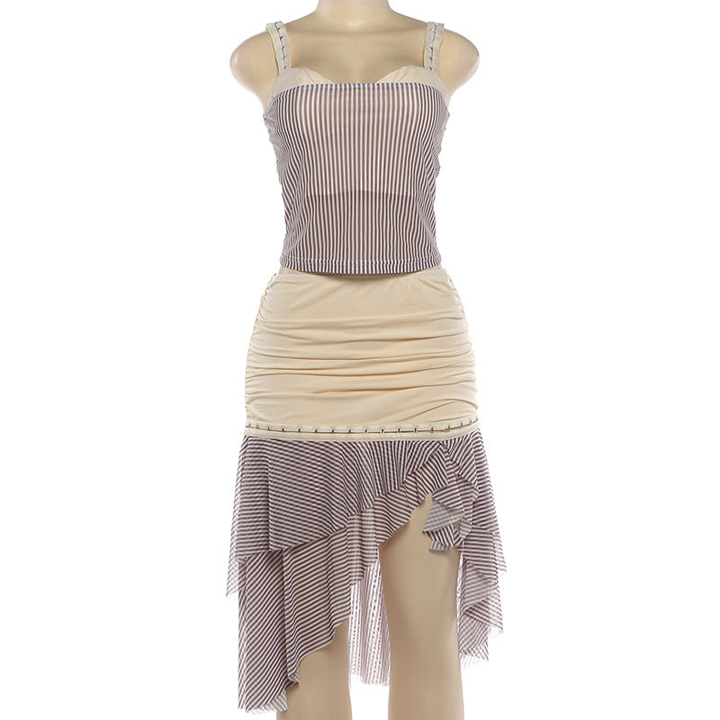 Boho Tiered Ruffle Asymmetric Two-Piece Set
